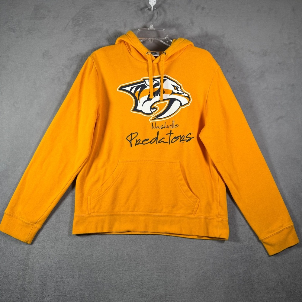 Nashville Predators NHL‎ Hoodie Mens M Yellow Pullover Hockey Sweatshirt Casual